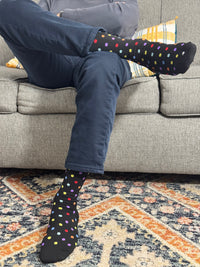 circulation cute socks black with colors dots crossing legs