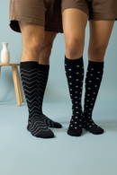 circulation cute socks black with design in white couple standing
