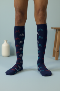 circulation cute socks blue with bikes frontal