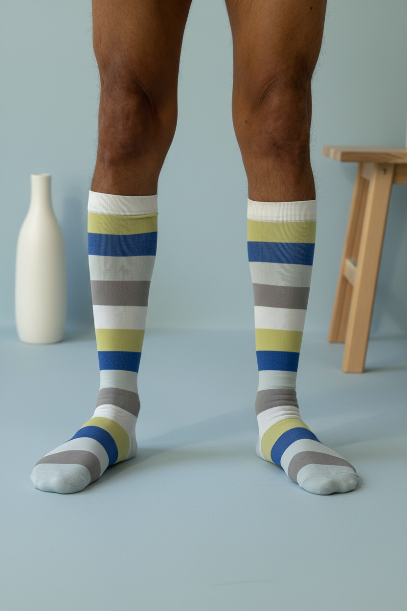 circulation cute socks baby blue stripes frontal