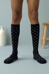 circulation cute socks blue with colors dots frontal
