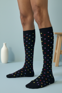 circulation cute socks black with colors dots lateral