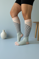 circulation cute socks pink with gray stripes lateral