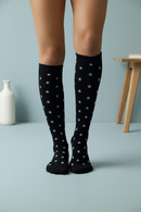 circulation cute socks black with white stars frontal