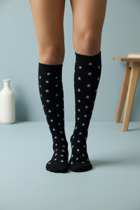 circulation cute socks black with white stars frontal