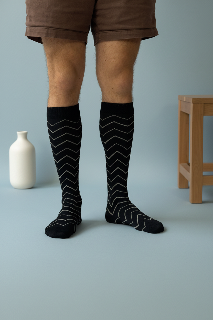 circulation cute socks black waves frontal