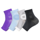 Variedad de colores en tobilleras de compresión para fascitis plantar: morado, azul claro, gris y negro. Nivel 20-30 mmHg para soporte de talón