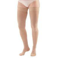 Medias de compresión al muslo de color beige para mujeres