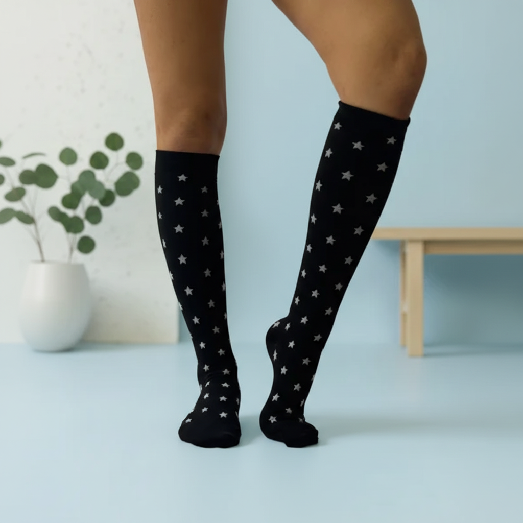 compression socks stars design frontal image