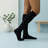 compression socks black with white stars lateral image