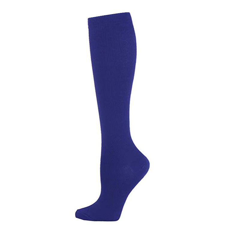 Medias de compresión color azul a la rodilla con soporte graduado