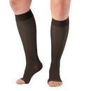 Medias de compresión para mujer a la rodilla con punta abierta, color negro, nivel 20-30 mmHg para soporte vascular, alivio de varices y descanso - VieSalud.