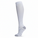Medias deportivas de compresión blancas con gris unisex, nivel 20-30 mmHg, a la rodilla para alto rendimiento y soporte vascular