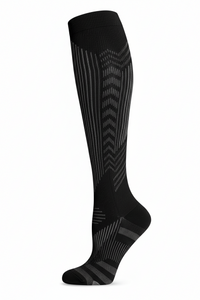 Tobillera de compresión negra para fascitis plantar, nivel 20-30 mmHg, con diseño de punta abierta para soporte de arco y talón 