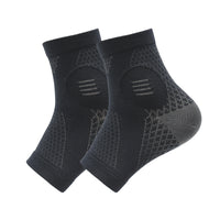 Tobillera de compresión negra para fascitis plantar, nivel 20-30 mmHg, diseñada para soporte de talón y arco en actividades diarias